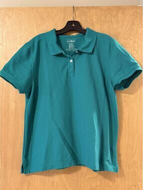 LL Bean Green Polo Shirt Misses XL Slightly Fitted